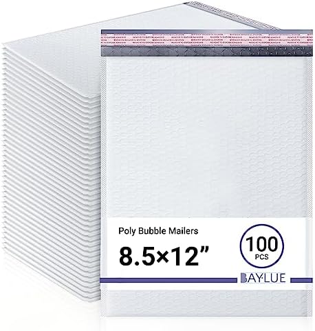 Bubble Mailers 8.5x12, Self Seal Poly Padded Envelopes #2, 100 Pack Bulk by BAYLUE