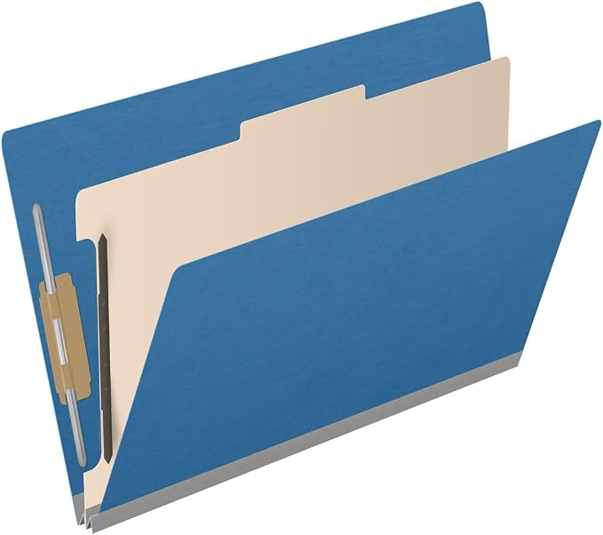 Ecom Folders Top Tab Pressboard Classification Folders | Legal Size 25 Pt Stock with 1 Divider | 2/5 Cut ROC Tab for Medical & Office Filing | 4 Filing Sections | Royal Blue, Box of 10 - Image 2