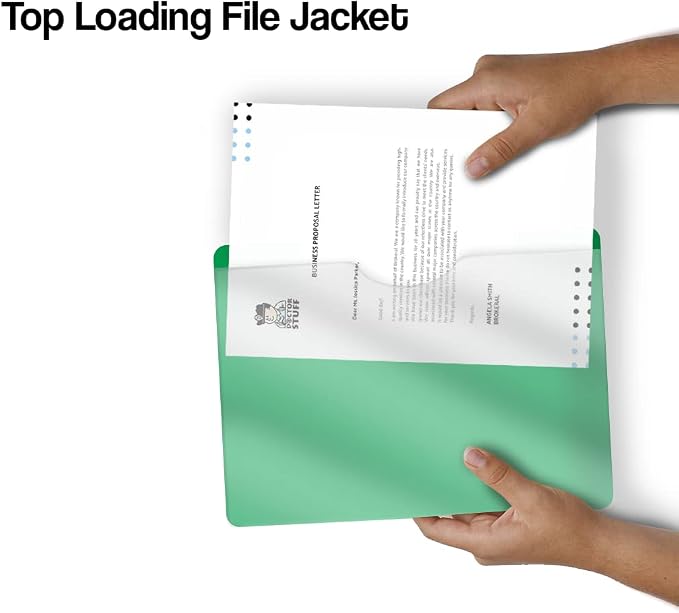 Green Vinyl Pocket Folder, Doctor Stuff, Closed Sides, Letter Size, Clear Front Top Loading Job Jacket, Documents Holder for Office, High School and Medical Files, Pack of 25 - Image 5