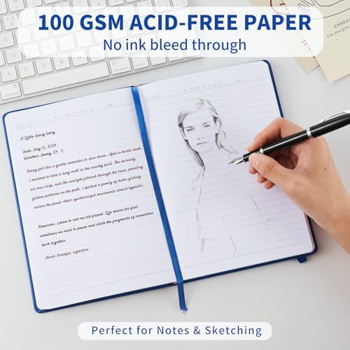 Heture Hardcover Notebooks, A5 Lined Journals Notebook for Writing 160 Pages, 8.2 x 5.5 inch, Blue Colors Classic Ruled Notebooks for College/Work/Travel (Blue, 1 Pack) - Image 5