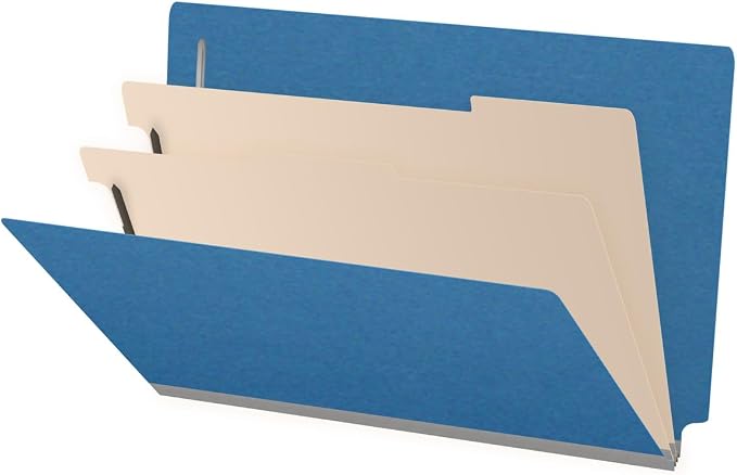 Ecom Folders End Tab Pressboard Classification Folders | Legal Size 25 Pt Stock with 2 Dividers and 2" Tyvek Expansion | Medical, Legal & Office Records Organizer | Royal Blue, Box of 10 by Ecom+Folders