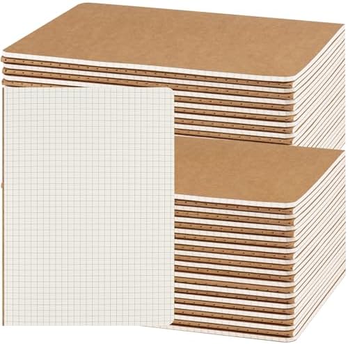 ZCZN 50 Pack A5 Kraft Notebooks Bulk, 8.15x5.5 Inches Graph Paper Journaling Notebooks, Notebooks for Work, Composition Notebooks for School, Journal Notebooks for Office, 60 Pages by ZCZN