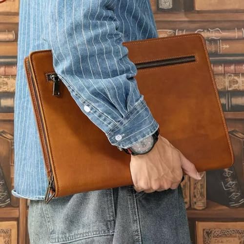 Zippered Padfolio Organizer, Leather Planner Binder, 12.9 Inch Portfolio Folder for Documents, Letter Size Business Card Tablet Document Holder for Men&Women, Brown - Image 7