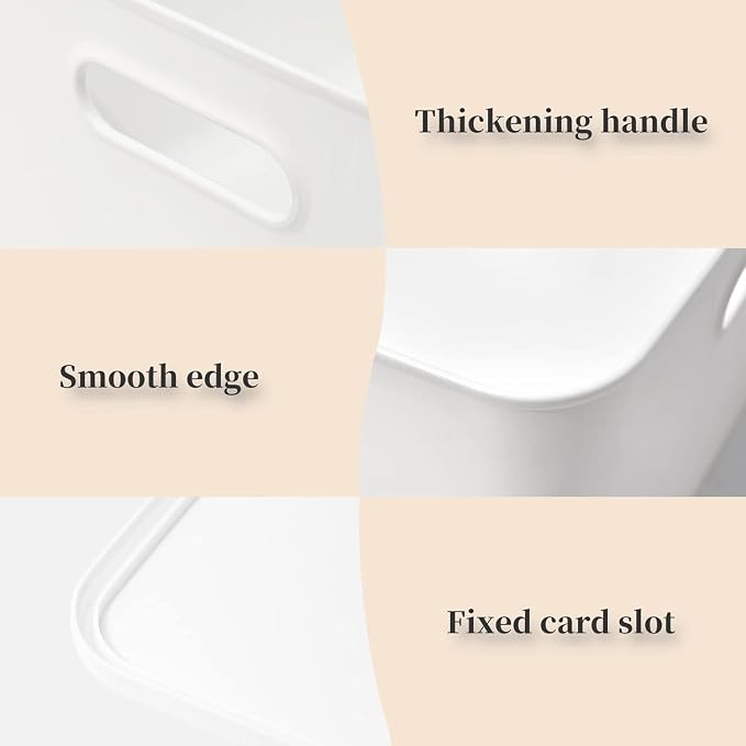 Ytteve 6 Pack White Stackable Plastic Storage Bins with Lids & Handles, Durable - 4 Large (14.4"x10.2"x6.3") & 2 Medium (11.8"x8"x4.7"), Multi-size for Closet, Shelves, Drawers, Home & Office - Image 7