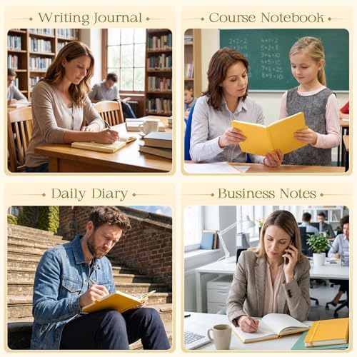 Laumoi 28 Pack A5 PU Leather Lined Notebook Journal, Yellow,Simple - Image 5