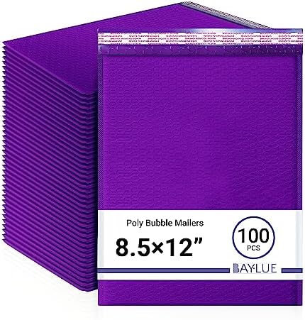 Purple Bubble Mailers 8.5x12, Self Seal Poly Padded Envelopes #2, 100 Pack by BAYLUE