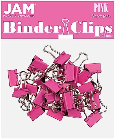 JAM PAPER Colorful Binder Clips - Extra Small - 3/5 Inch (15 mm) - Pink Binderclips - 30/Pack by JAMPaper