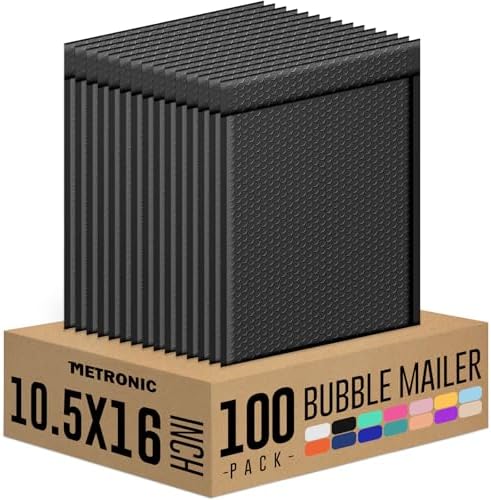 Metronic Bubble Mailers 10.5X16 Inch 100 Pack Black Padded Envelopes Bulk by METRONIC