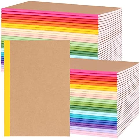 EOOUT 60 Pack A5 Kraft Notebooks, Composition Notebooks Lined Journal Bulk, 15 Colors with Rainbow Spines, 60 Pages for Kids Women Girls, School Office Supplies by EOOUT