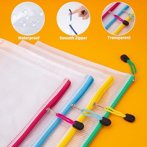 72pcs Mesh Zipper Pouch Bags,A4 Letter Size Zipper Mesh Document Pouch - Image 3