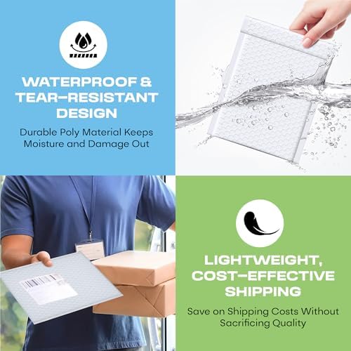 Arctic White Bubble Mailers 6x10 Poly Padded Envelopes #0, 500 Pack - Image 6