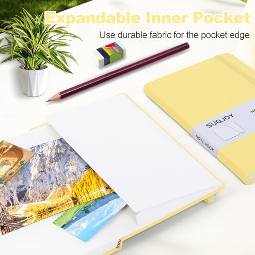 SUQJOY Lined Journal Notebooks, 160 Pages, 5.5x 8.2-Inch Journals for Women Men, Hardcover Notebook with 100 gsm Thick Paper, A5 Size College Ruled Notebook (Yellow) - Image 4