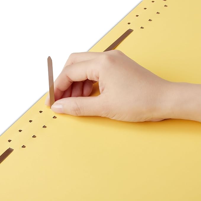 Staples Reinforced Tab Fastener Folder, Letter Size, Yellow Pressboard, Durable Construction, 50/Box - Image 4