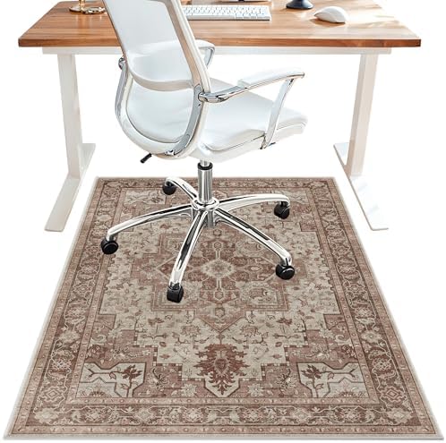 36"x48" Office Chair Mat for Hardwood Floor, Non-Slip Washable Brown Red by BESBLEE