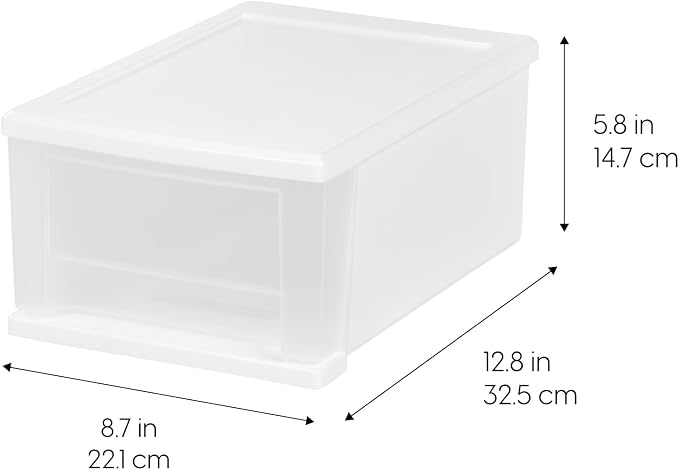 IRIS USA 4-Pack, 7 Qt. Small Stacking Drawer Storage Organizer, White | Store small accessories, office supplies, craft items, and paperwork around your home for easy organization - Image 3