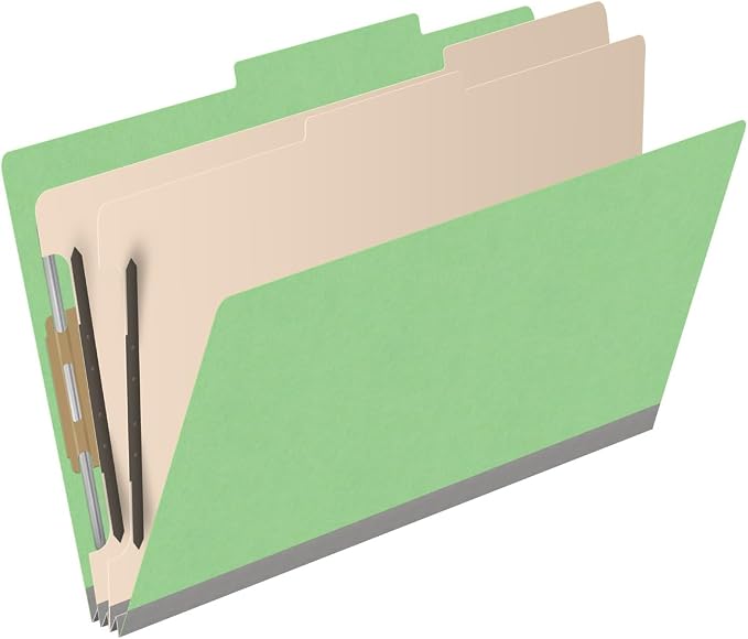 18 pt Heavy Duty Top Tab Color Folders, 2/5 Cut ROC Top Tab, Legal Size, 2 Dividers, Green (Box of 10) - Image 2