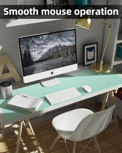 Leather Desk Pad Protector, Large Desk Mat, Mouse Pad, Non-Slip PU Leather Desk Blotter,Desk Cover mat,Desk mat for Keyboard and Mouse,Mat for Office&Home (Turquiose, 48" x 17") - Image 4