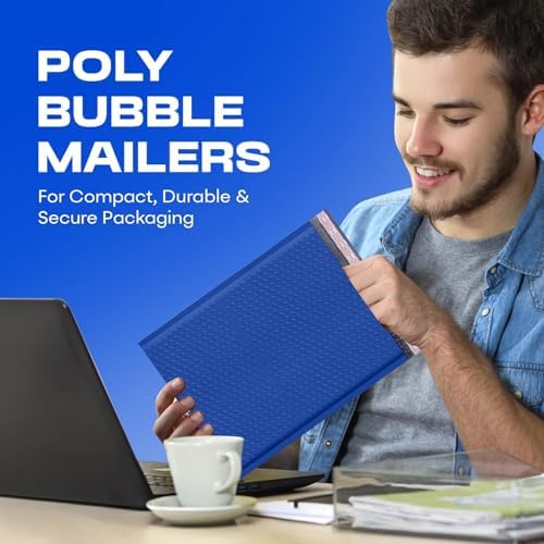 Royal Blue Bubble Mailers 10x13, Self Seal Poly Padded Envelopes, 100 Pack - Image 3