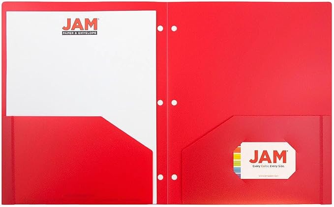 JAM PAPER Heavy Duty Plastic 3 Hole Punch Pocket Folders - Extra Tough School Folders - Red - Bulk 144/Box - Image 5
