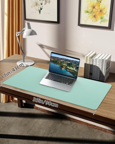 Non-Slip Desk mat,PULeather Desk Pad Protector, Office Desk Mat, Large Mouse Pad,Desk Blotter, Laptop Desk Pad, Waterproof Desk Writing Pad for Office and Home (Turquiose, 35.4" x 17") - Image 2
