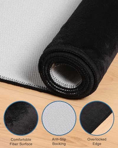 Office Chair Mat for Hardwood Floor, 59"x71" Flannel Fabric Large Chair Mat for Hard Floors, Non-Slip Under Desk Rug for Rolling Chairs, Soft Floor Protector Area Rug for Home Office, Black - Image 4