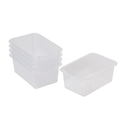 ECR4Kids Scoop Front Storage Bin, Multipurpose Organization, Clear, 5-Piece by ECR4Kids