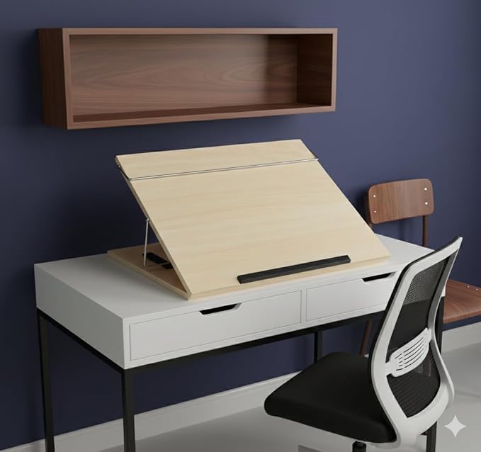 Writing Table top Small Size 12 * 16 inch 10 mm Thick Adjustable Wooden Drawing Board, Light Beech Color by LUVYANSH