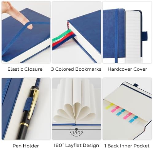 FOCUS DAY Hardcover Journal Notebook 8.5 x 11, 320 Pages Large A4 Notebook Journal College Ruled for School Work, Big Leather Journal for Writing Women Men, 100Gsm Lined Paper, Blue - Image 2