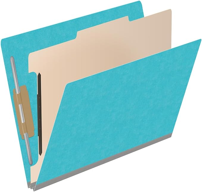 Ecom Folders Heavy Duty Top Tab Classification Folders | Letter Size 18 Pt Stock with 1 Divider | 2/5 Cut Right Position Tab for Medical, Legal and Office Documents | Light Blue, Box of 10 - Image 2