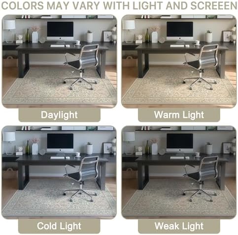 36"x48" Office Chair Mat for Hardwood Floor, Non-Slip Washable Beige Pink - Image 6