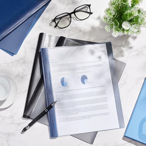 Feifeiya 72 Pack Plastic Report Covers with 3 Prongs Presentation Folders Bulk, 100 Sheet Capacity, Clear Front Report Covers for Presentation Document Paper School Office Supplies (Blue,Black) - Image 5
