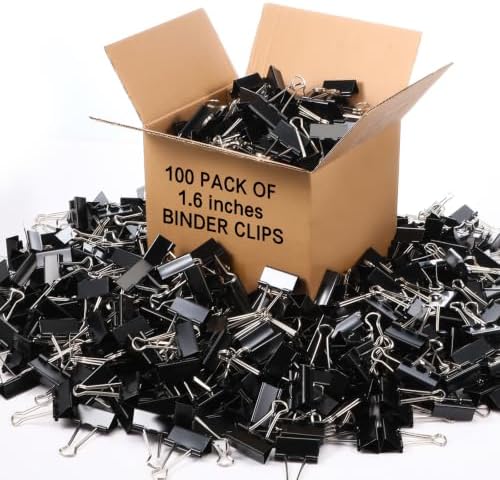Jetec 100 Pcs Black 1.6 Inch Binder Clip Paper Clamp Metal Paper Clip - Image 7