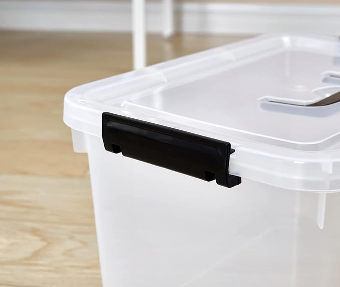 Clear Storage Latch Box 12 Quart, Plastic Organizing Box/Bin with Lid and Black Handles, 6-Pack - Image 3