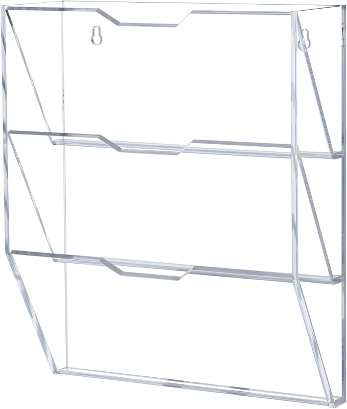 MyGift 3 Tier Acrylic Mail Sorter Wall Mounted Letter Holder Rack | Three Tier Design, Clear Acrylic Construction, Wall Mount Storage, Paperwork Organization, Entryway & Office Solution - Image 6