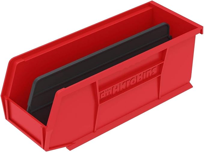 Akro-Mils 30224 AkroBins Plastic Storage Bins, 11"x 4"x 4", Red, 12-Pack | Space-Saving Stackable Bins for Garage, Pantry, Craft Organization - Image 10