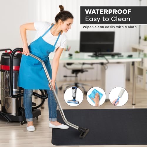 Office Chair Mat for Hardwood Floor: 53"x45" Large Black Rolling Chair Mat for Hard Wood and Tile Floor, Anti-Slip Heavy Duty Floor Protector Mat Under Computer Desk, Easy Glide Chair Mats for Home - Image 6