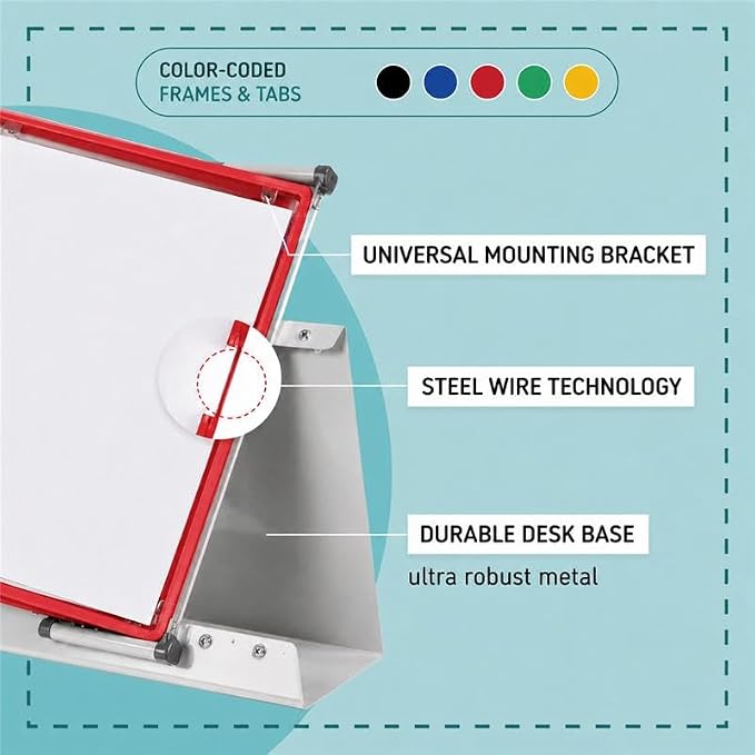 Tarifold Desktop Reference Display System, 40 Pockets, Expandable, Red | 40 Double-Sided PVC Pockets, Holds 80 Letter-Size Sheets, Sturdy Metal Base, Quick-Find Indexing, Quick and Easy to Assemble - Image 3
