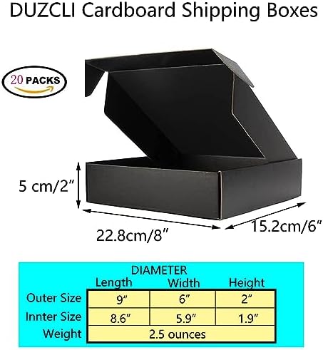 Black Shipping Boxes 9x6x2 Inches, 20 Pack - Image 2