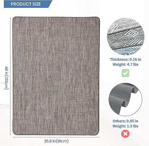 Chair Mat for Hardwood & Tile Floor, 36" x 48" Heavy Duty Office Chair Mat for Rolling Chairs, Anti Slip, Non-Curve, Floor Protector for Home Office, Heathered Gray - Image 2