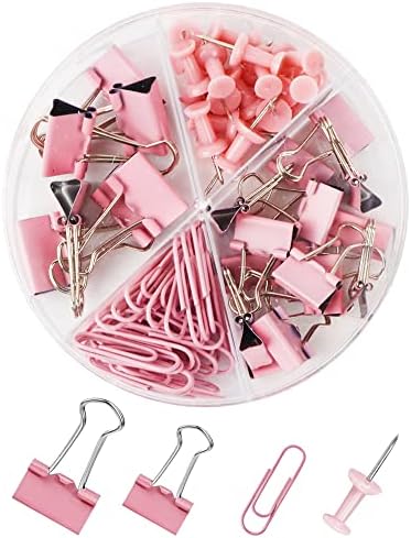 Paper Clips Binder Push Pin Set, Assorted Sized Binder Clips by CREECHWA