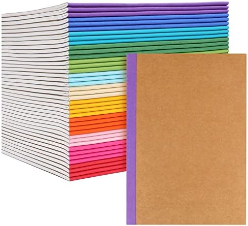EOOUT 40 Pack A5 Kraft Notebooks Bulk, Lined Journals Bulk Colors with Rainbow Spine, 60 Pages for Kids Writing, Travel, Students by EOOUT