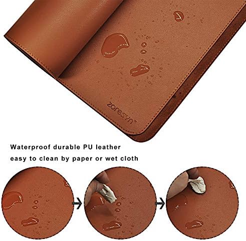 ZORESYN PU Leather Desk Pad 63.0"x15.8", Light Brown - Image 3
