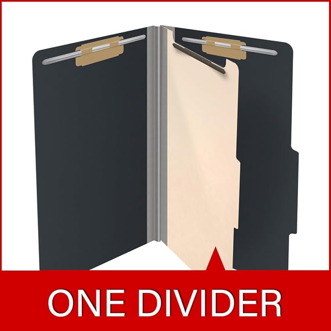 25 Pt. Pressboard Classification Folders, 2/5 Cut ROC Top Tab, Legal Size, 1 Divider, Black (Box of 10) - Image 8