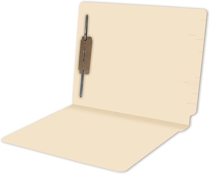 Medical File Folders with Fastener, Doctor Stuff, Letter Size, Reinforced End Tab Folders with 2” Bonded Fastener on Inside Back, 11 pt Manila Stock, Box of 50 by DoctorStuff