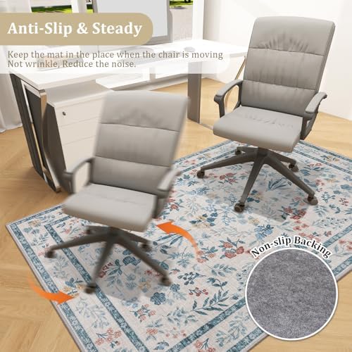 chakme Office Chair Mat for Hardwood Floor, 60"x45" Easy Glide Computer Desk Mat Protector for Rolling Chair Under Desk Rug Nonslip Backing, Machine Wash, (Floral) - Image 5