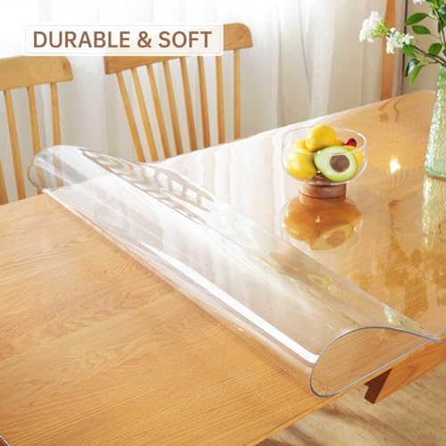 Warmstar Clear Table Protector 2mm Thick, 17 x 48 Inch Clear Table Cover Protector, Plastic Table Cover, Clear Desk Mat Desk Pad, Desk Protector Mat for Coffee Table, Writing Desk, Dining Room - Image 2
