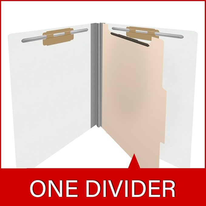 Ecom Folders Heavy Duty Top Tab Classification Folders | Letter Size 18 Pt Stock with 1 Divider | 2/5 Cut Right Position Tab for Medical, Legal and Office Documents | White, Box of 10 - Image 8