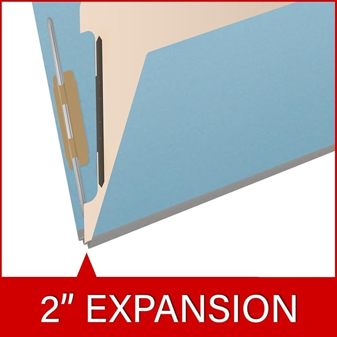 25 Pt. Pressboard Classification Folders, 2/5 Cut ROC Top Tab, Letter Size, 1 Divider, Light Blue (Box of 10) - Image 7
