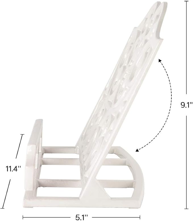 JOGREFUL Cast Iron Cookbook Stand, Kitchen Recipe Holder Scrollwork White | Heavy-Duty Book Vintage Holder, Reading Rest Holder for Easel/Counter/Books/Magazine/iPad/Bible - Image 4