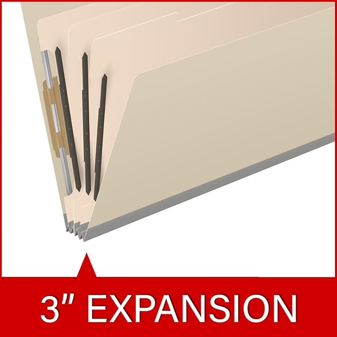Ecom Folders Manila Classification Folders | Legal Size 18 Pt Manila Stock with 3 Dividers | Full Cut End Tab Shelf Filing Folder for Medical, Legal & Office Records | Box of 10 - Image 7